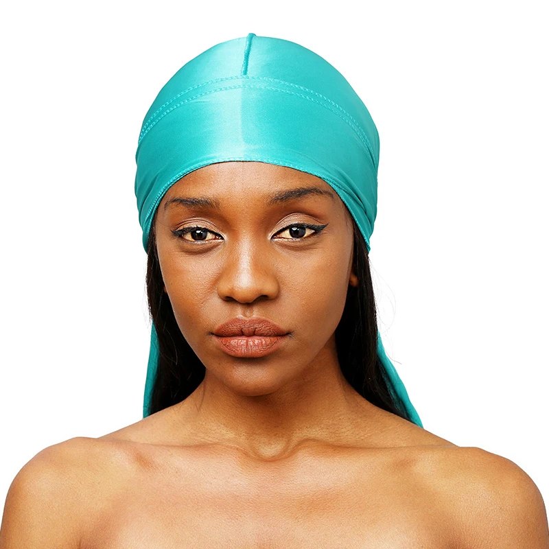 Unisex Seidige Lange Schwanz Durag Piraten Hut Turban Mode Headwraps Kappe Bandana Frauen Männer Kopfbedeckungen Kappen Hijab Haar Zubehör ﻿ – Detail 3