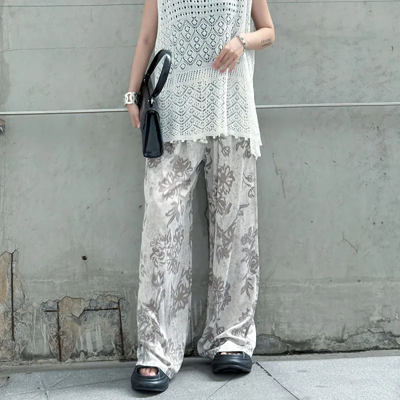 Retro spodnie damskie z wysokim stanem, prostymi nogawkami i szerokimi nogawkami, na lato, luźne i dopasowane, uniwersalne i swobodne spodnie codzienne.