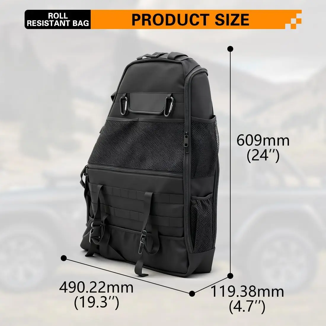 For Jeep Wrangler JK JKU JL TJ 4-Door Saddle Bag Organizers Tool Storage Bag Roll Bar Storage Bag Cargo Cage with Multi-Pockets