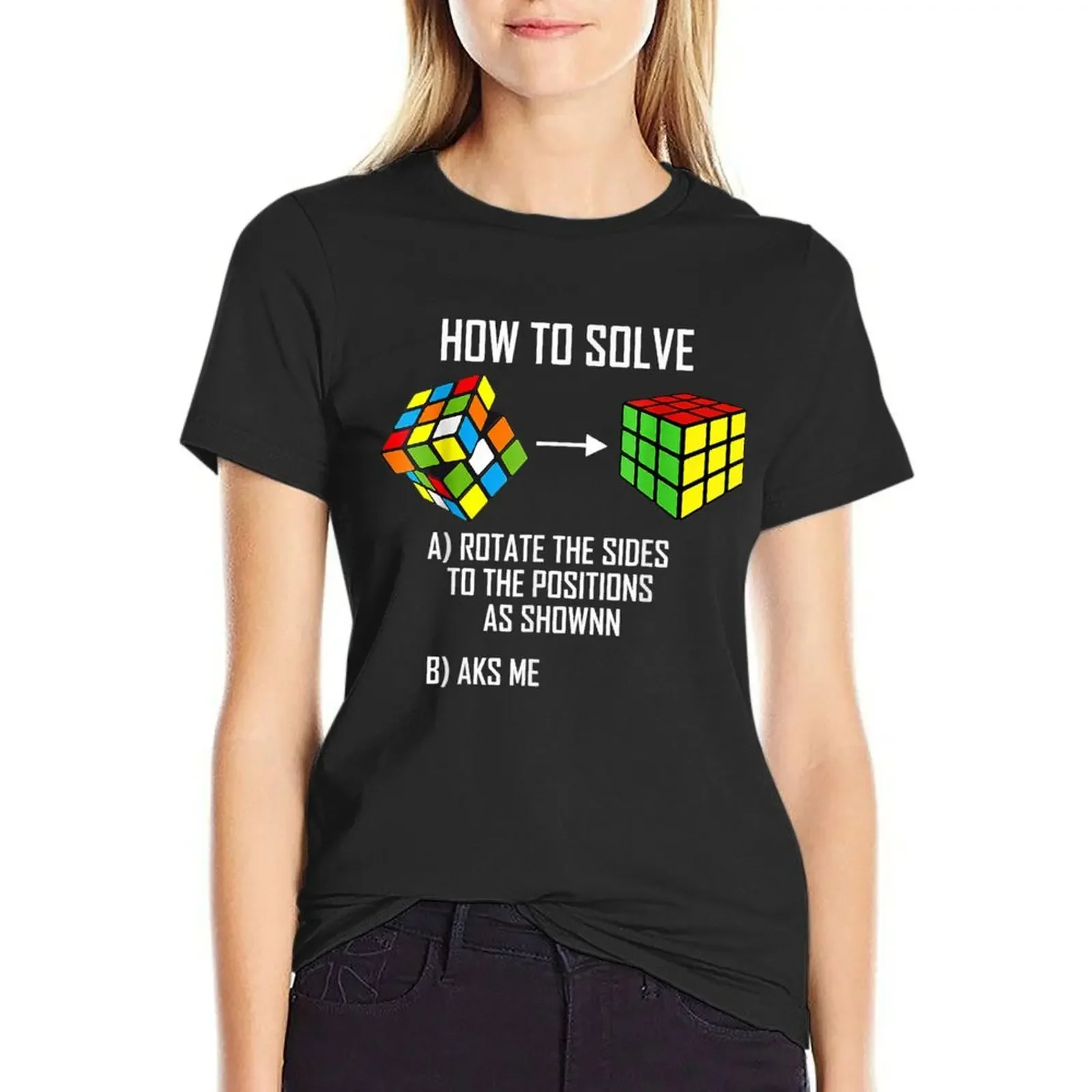 

Funny Speed Cubing How To Solve Cube Math Puzzle T-Shirt tees hippie clothes aesthetic clothes t-shirt dress for Women long