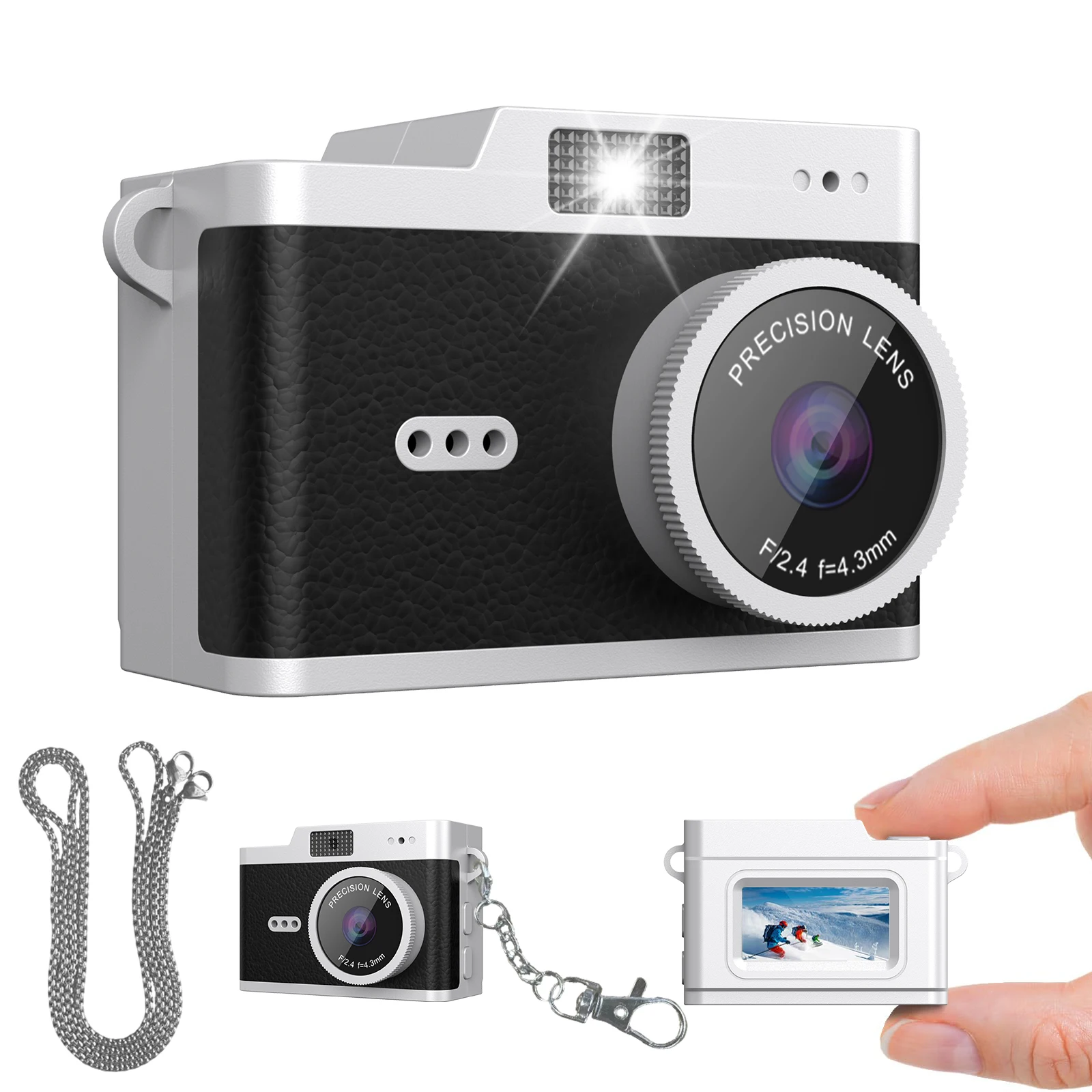 كاميرا للأطفال مع كاميرات أمامية وخلفية مزدوجة بدقة 48 ميجابكسل 1080 بكسل عالية الدقة كاميرات أمامية وخلفية مزدوجة، خمس ألعاب تعليمية لعيد الميلاد، مرحبا