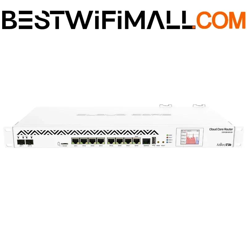 Mikrotik CCR1036-8G-2S+EM Router 8xGigabit Ethernet, 2xSFP+ Cages, LCD, 36 Cores x 1.2GHz CPU, 8GB RAM, Dual PSU, 1U Rackmount