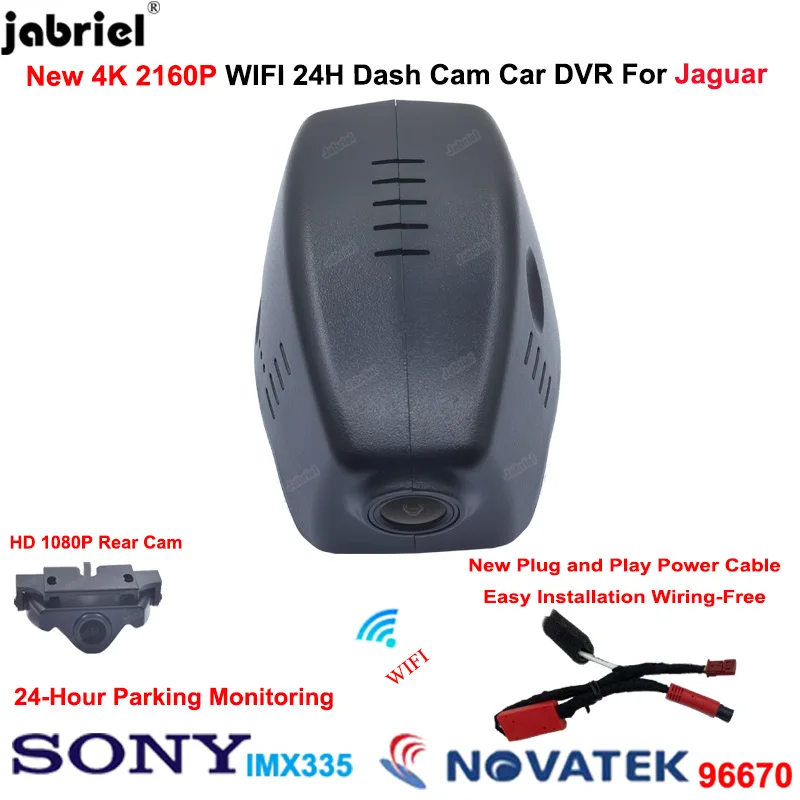 Jabriel Plug and Play Wifi 4K 2160P Car DVR 24H Parking Monitor Front and Rear Dash Cam Camera For Jaguar EV400 2018 2019 2020