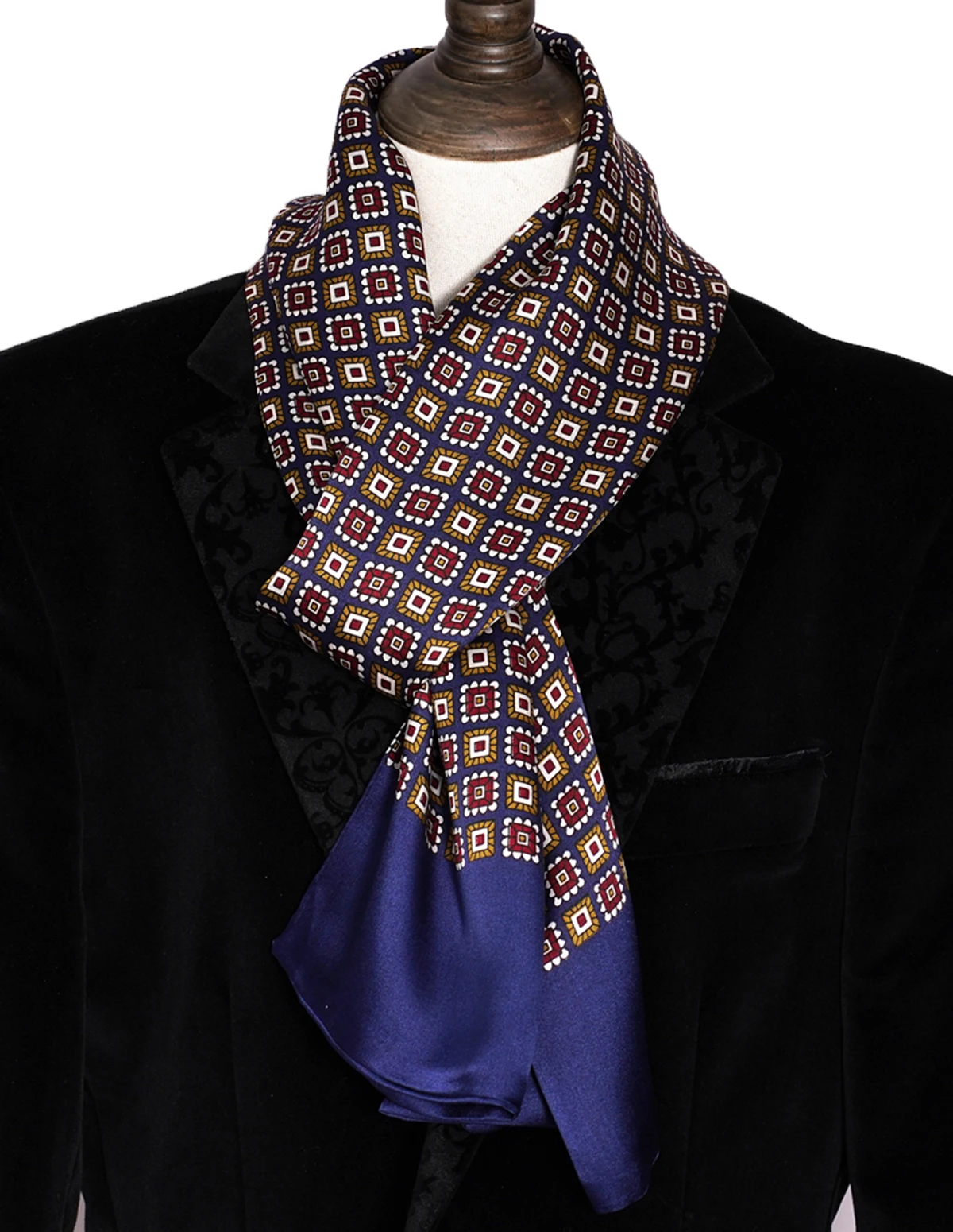 Men\'s 100% Mulberry Silk Scarf Double Layer Long Neckerchief Office Business Cravat Blue Black Red