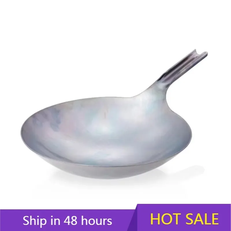 

Lightweight Pure Titanium Uncoated Round Bottom Wok with Long Handle 2550ml Capacity for Outdoor Gas Induction Stoves Cookware