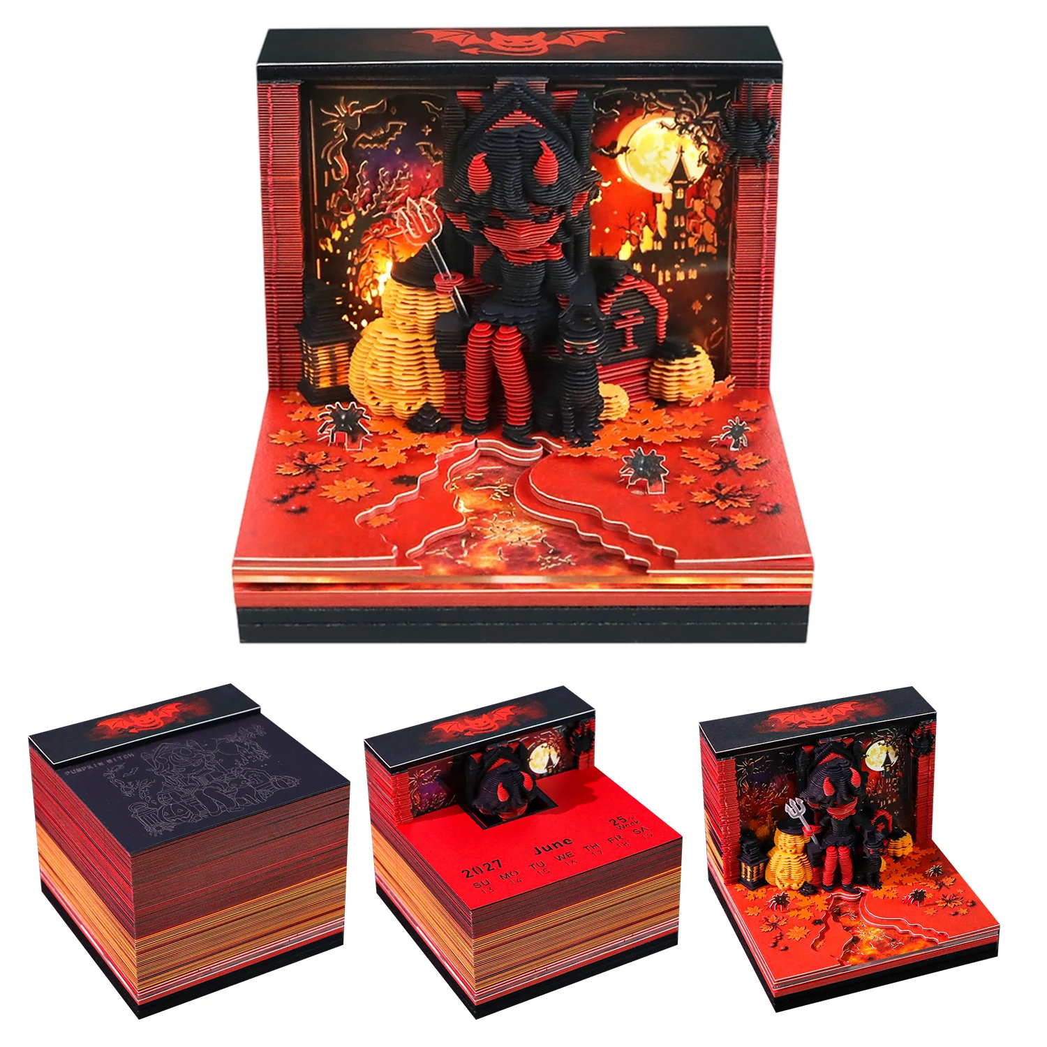 Halloween Witch Model Hand Tear Off2027 Spooky Night Haunted Village Hand Torn Paper Notes Pad Desk Decor Creative Gift
