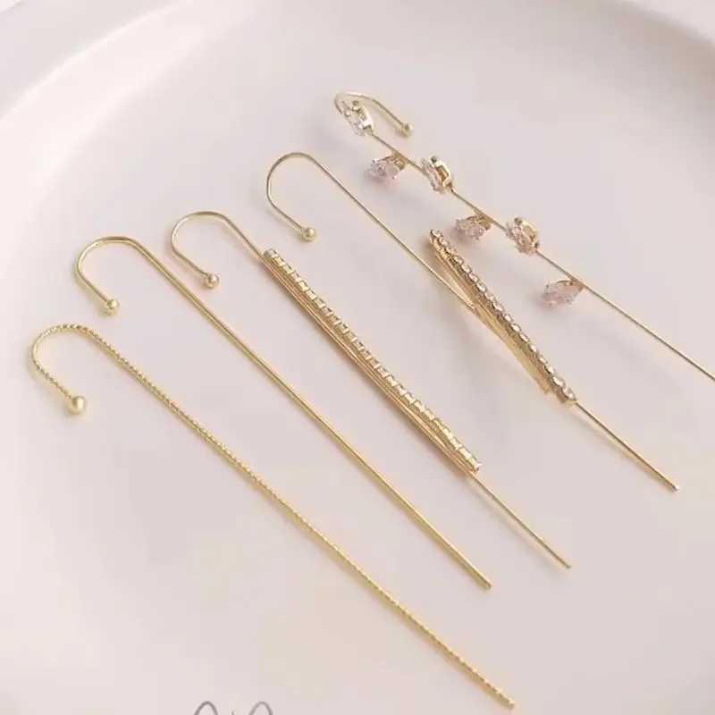 

14K Gold-plated Zircon Piercing Earrings with Integrated Auricle Style Ear Bone Clip Earrings DIY Personalized Ear Accessory