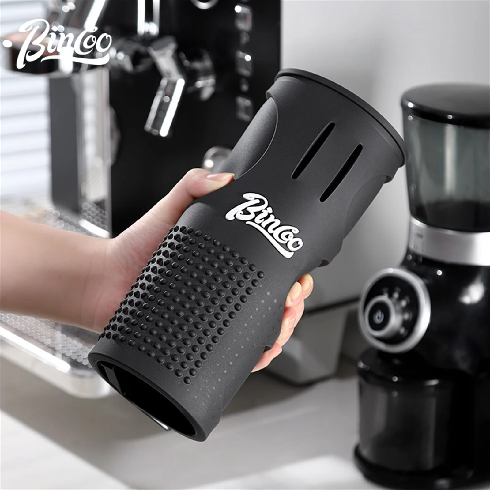 Bincoo Professional Coffee Bar Mat Heavy Duty PVC with Drainage Area for Espresso Prep Tamping and Distributing Perfect