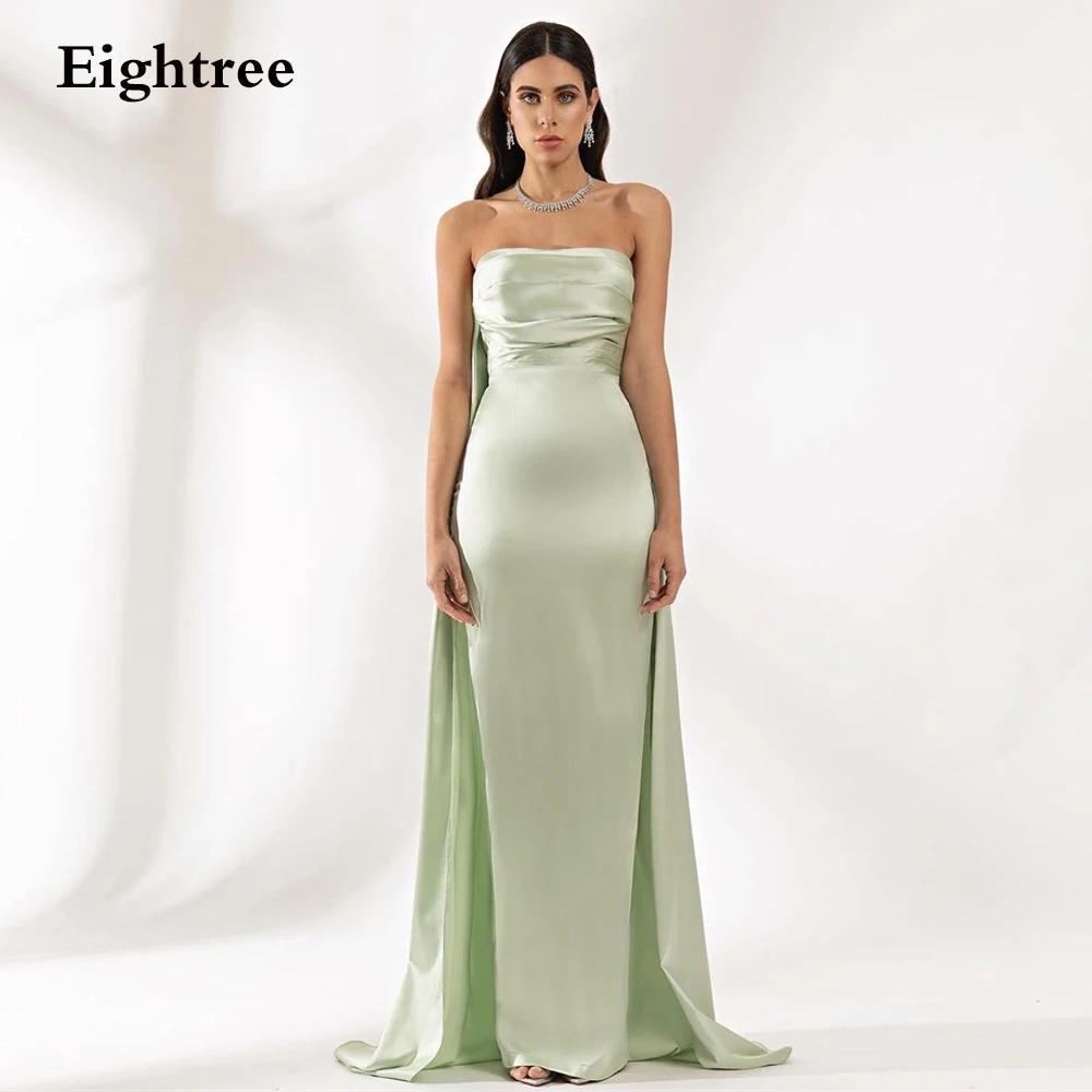 Eightree Strapless Green Mermaid Evening Party Dresses Special Occasion Sleeveless Formal Prom Gowns Homecoming Abendkleider