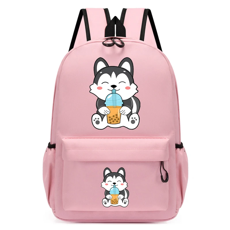 Mochila escolar de dibujos animados para niños, bolso de hombro, Chibi, Kawaii, Husky, nueva tendencia