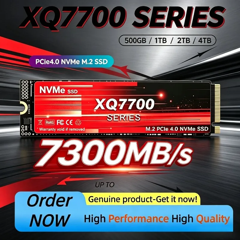 Original XQ7700 500GB-4TB M.2 PCIe 4.0 NVMe SSD, 7300MB/s Max Read Speed, Internal Solid State Drive for Desktop Systems.