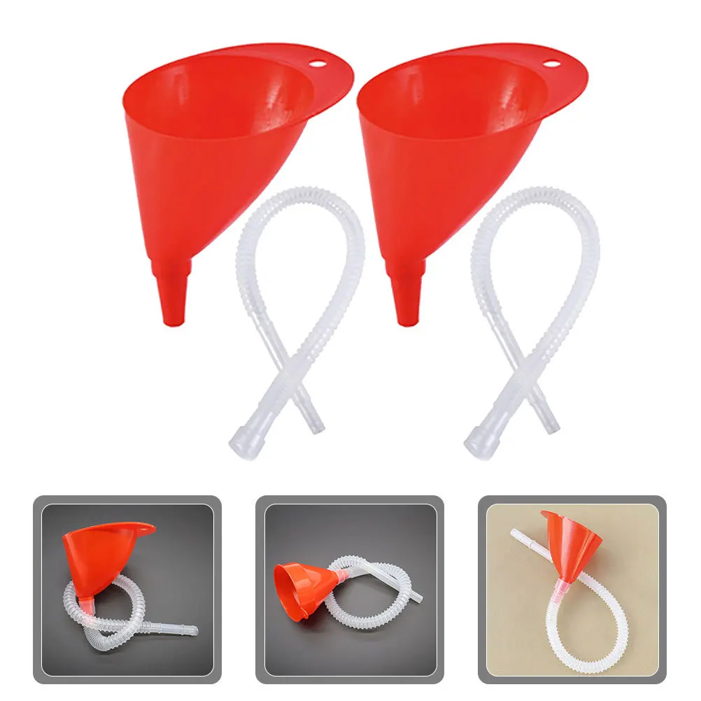 

3Sets Clear Flexible Tube Funnel Set Long Spout Precise Pouring No Spills Durable Reusable for Automotive Fluids