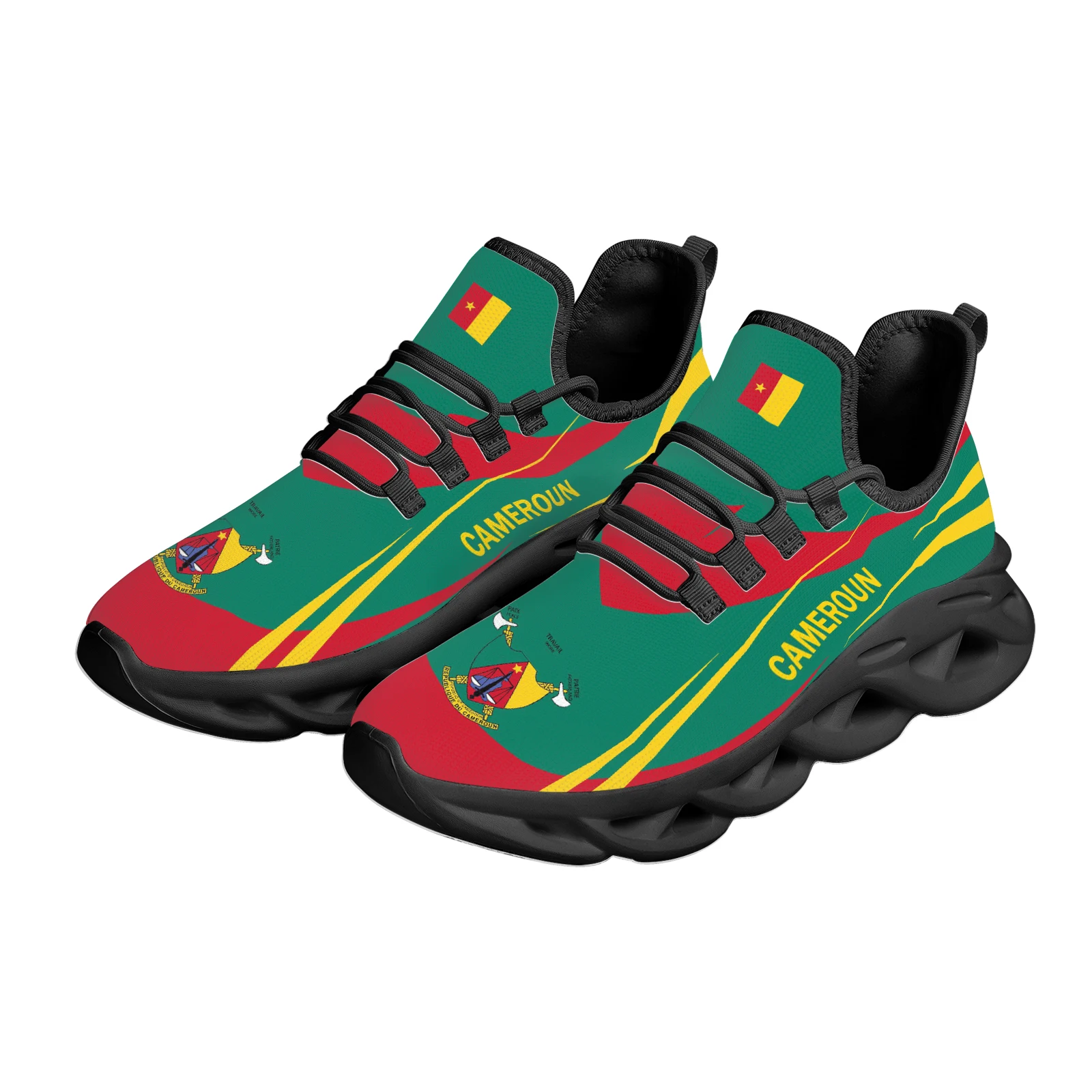 INSTANTARTS Cameroun National Flag Printing Blade Shoes For Women Flag Design Platform Shoes Knitted Breathable Sneakers Zapatos