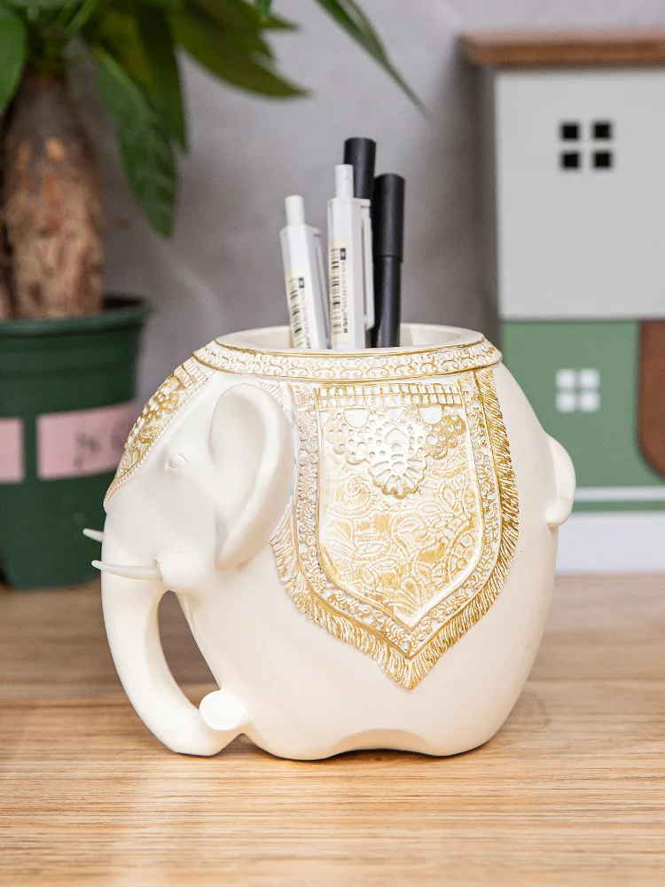 

Elephant Pen Holder for Study Table, Sculpture, Home Decor, Crafts, Living Room, Office, Desktop, Ornaments