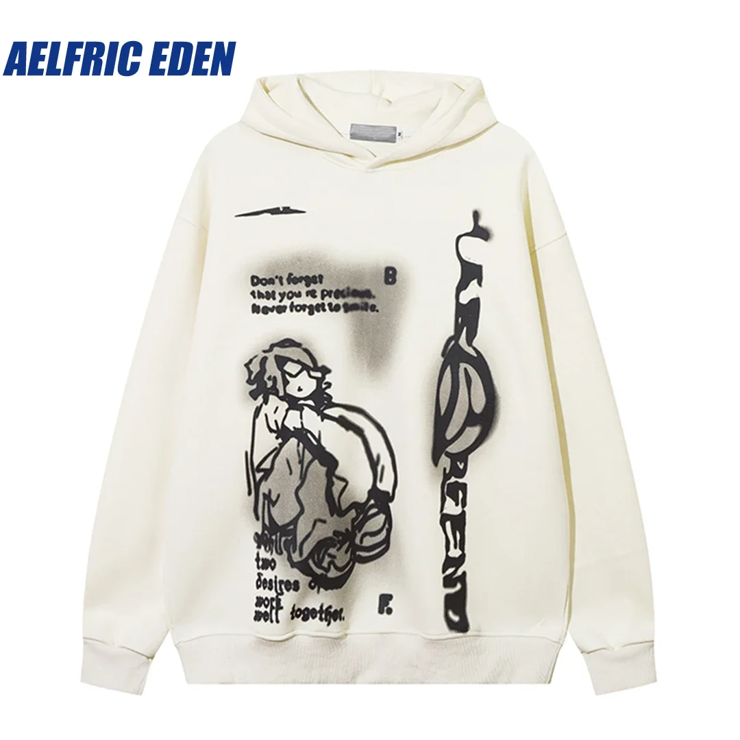 Aelfric Eden-Sudadera con capucha y estampado de personajes, ropa de calle Harajuku, Hip Hop, Jersey de algodón con capucha, Tops informales, 2023