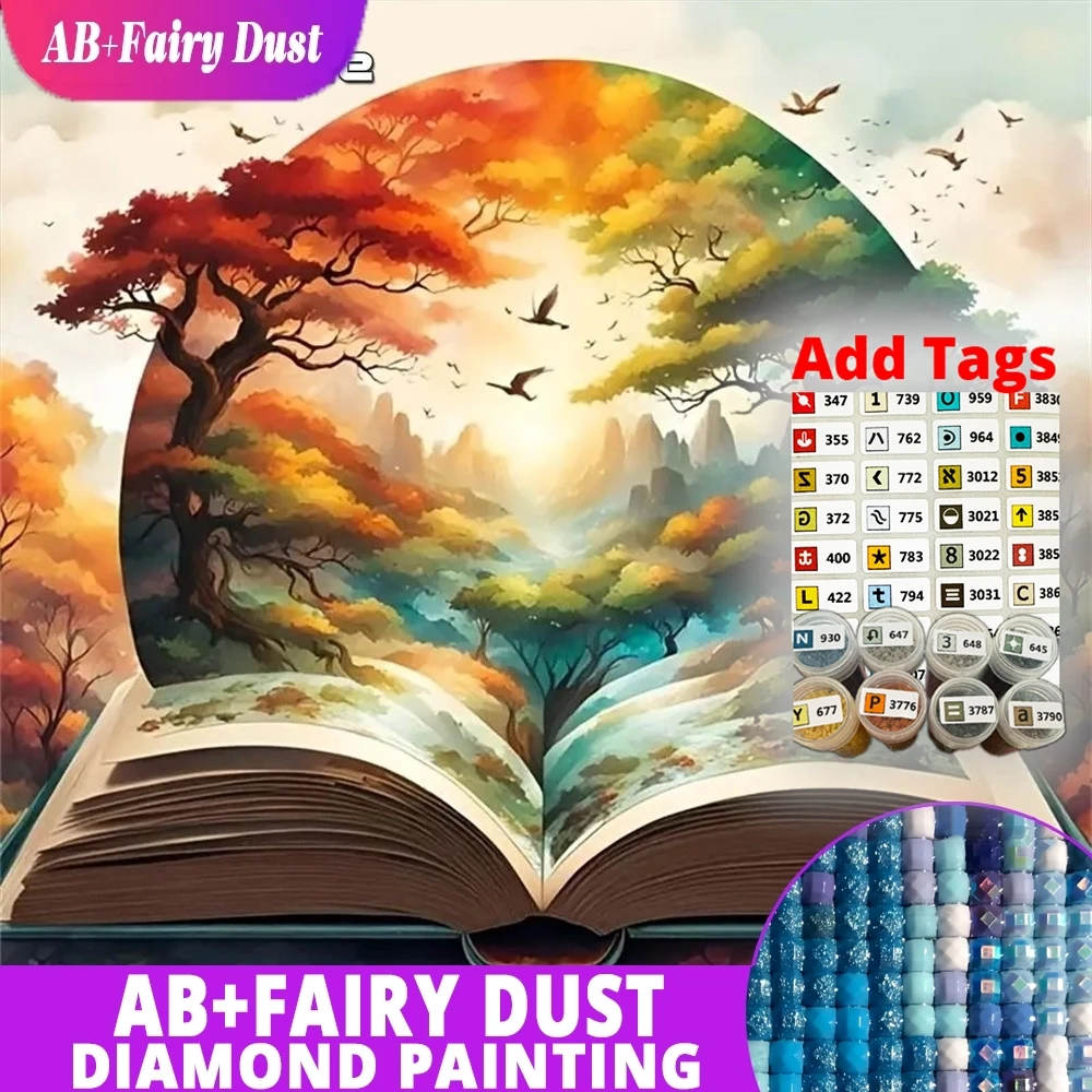

AB Fairy Dust DMC stickers Full Square Round Diamond Embroidery Book Landscape DIY Painting Tree Abstract Suitable for Beginners