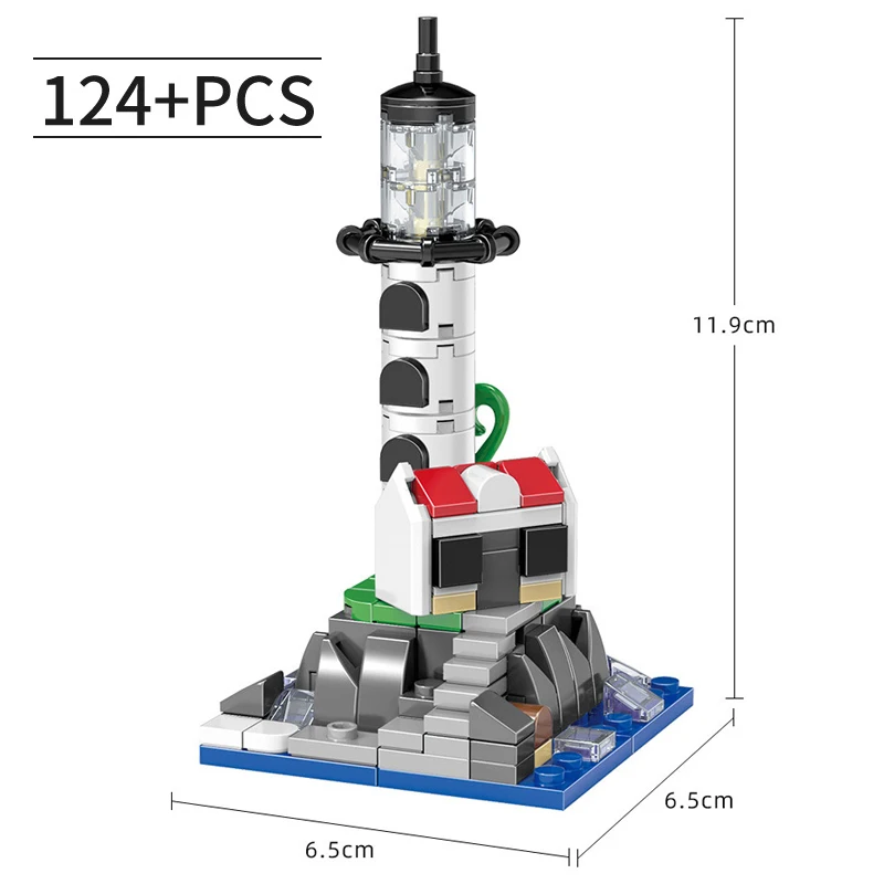 Lighthouse Building Blocks Sea Island Fisherman's Hut Light House Assembly Model Bricks Idea Gift Toys for Children Kids