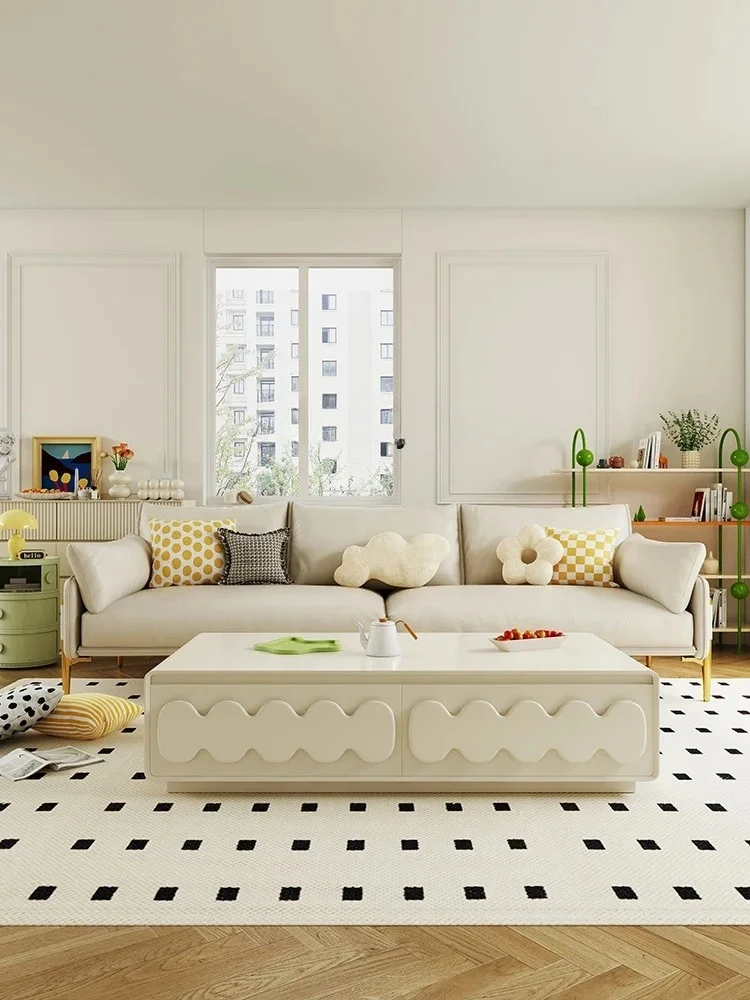 xz1Coffee Table Cream Style French Simplicity Modern Living Room Home Fishbone Rectangular Light Luxury Tea Table furniture