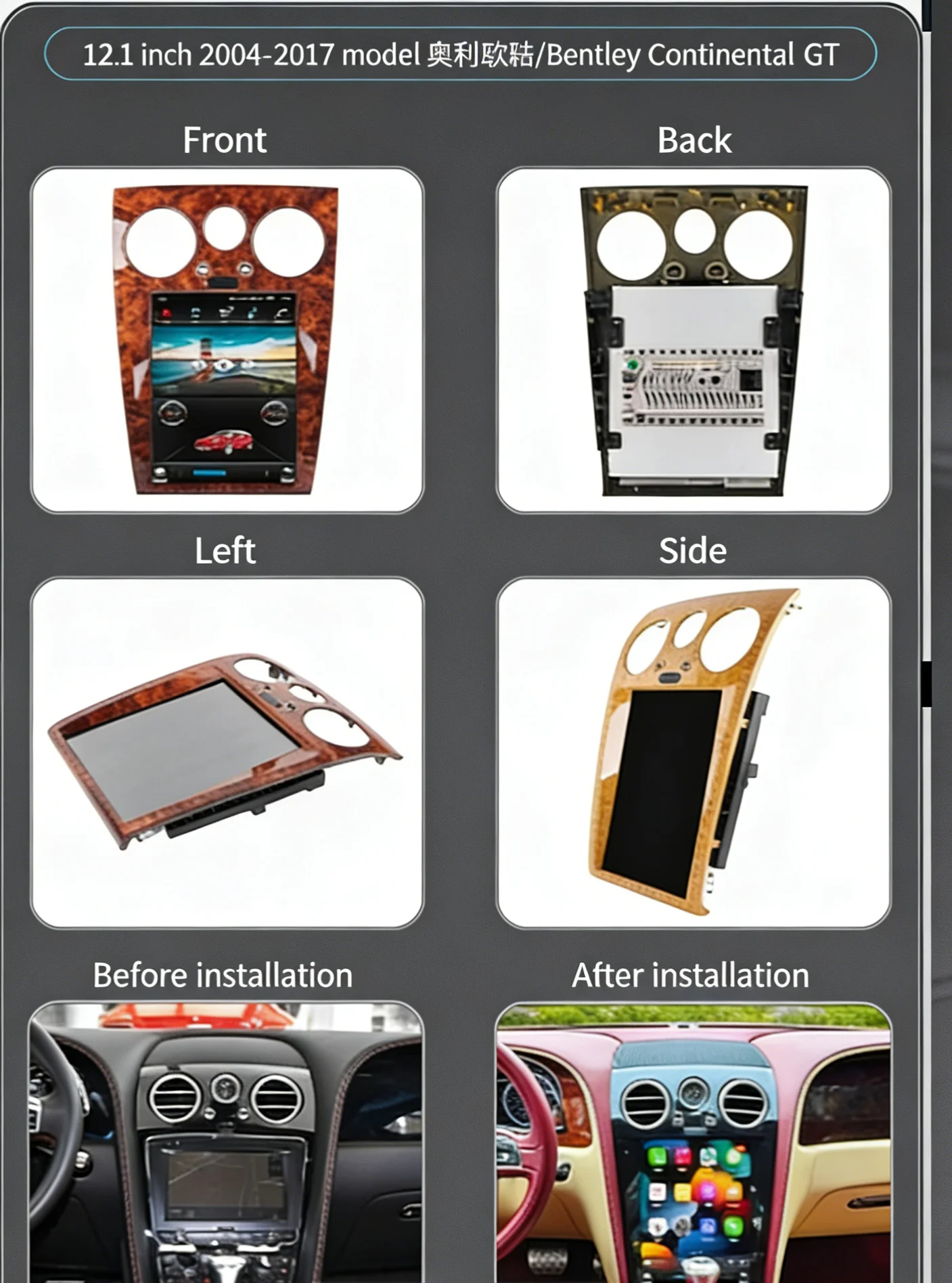 For Bentley Flying Spur/Continental GT 2005-2012 Android Multimedia Video Player Auto GPS Navigation Carplay