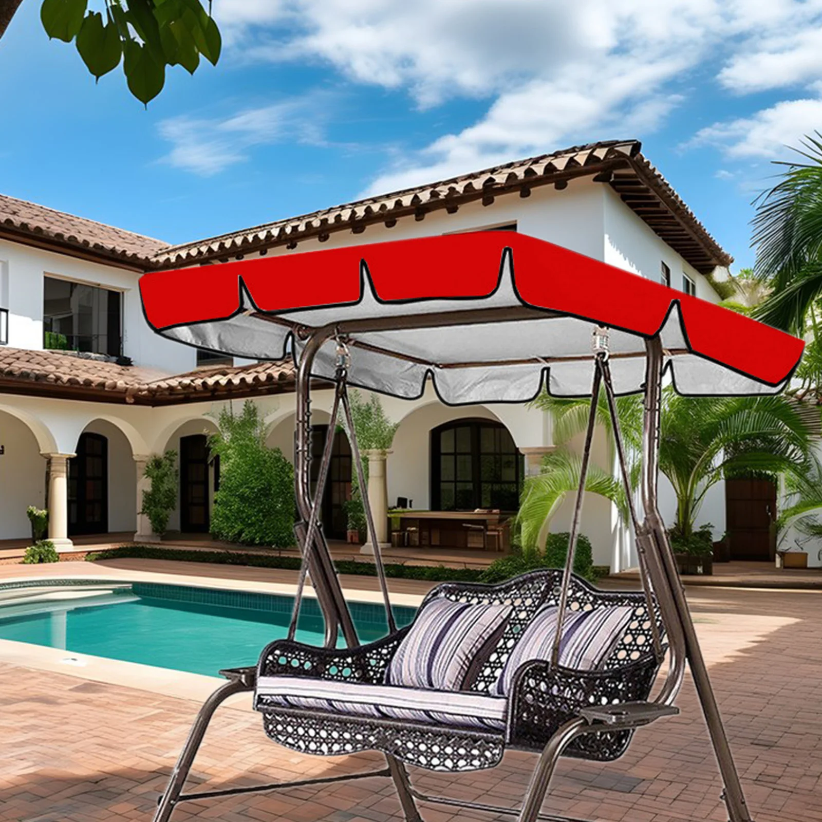 Outdoor Patio Swing Chair Canopy Cover Oxford Cloth Replacement Sunproof Swing Cover Rain Resistant Long Lasting