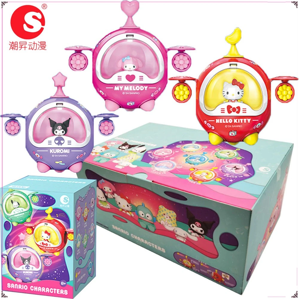 

new Genuine Sanrio Spaceship Series Blind Box Cartoon Characters Assembling Model Desktop Decorations Kids Toys Gifts in Stock