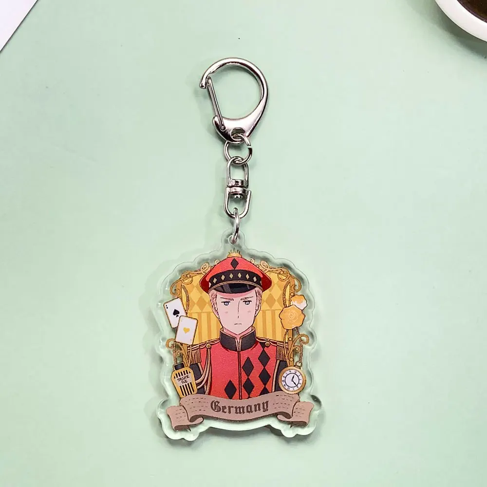 شخصيات أنيمي Hetalia الاكريليك سلسلة مفاتيح السيارة اكسسوارات العصرية Kawaii حقيبة سحر ظهره قلادة حلقة رئيسية هدايا للأصدقاء