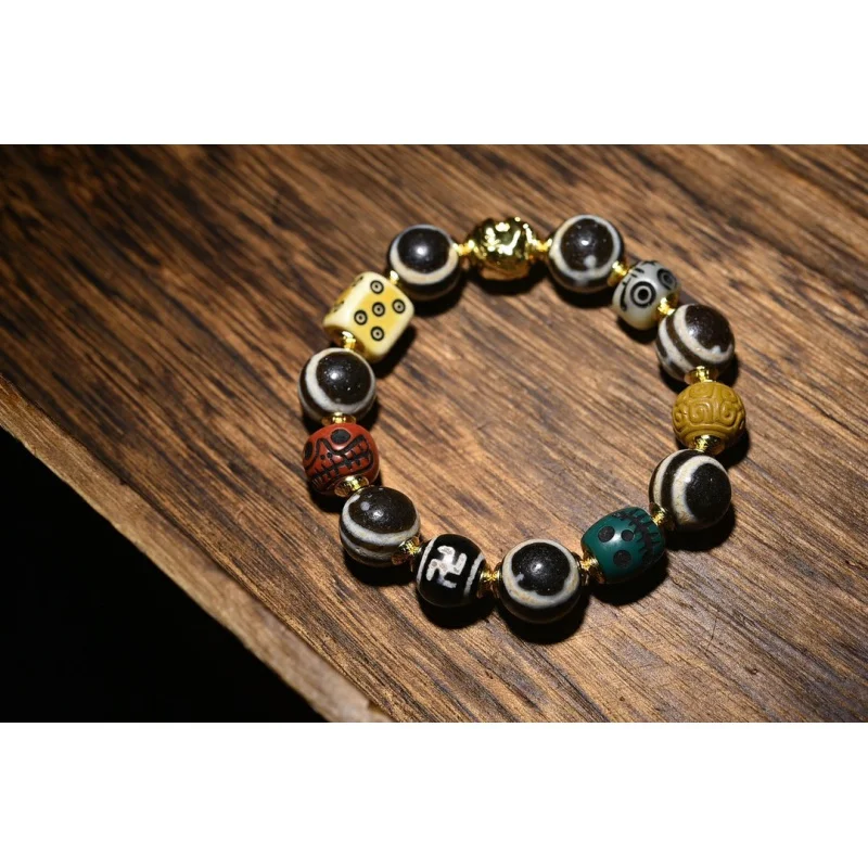 Tianyuan Tibetan Area Noble Duobao Tibet Beads Weathering Delicate Old Style Antique Bracelet 14mm