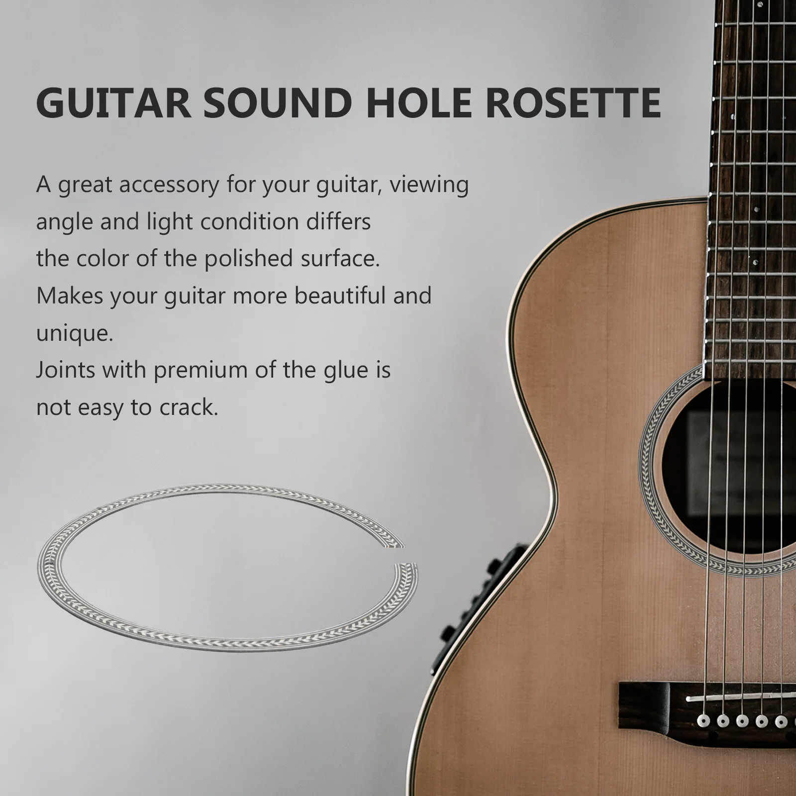 

Wooden Sound Hole Rosette for Guitar DIY Inlay Sticker Decal Replacement Ring for Acoustic Classical Instrument Parts Accessory