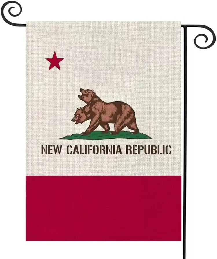 WENWELL New California Republic Garden Flags Double Sided,NCR Burlap House Flag Decorations,Fallout Tapestry Flags for Outdoor 1