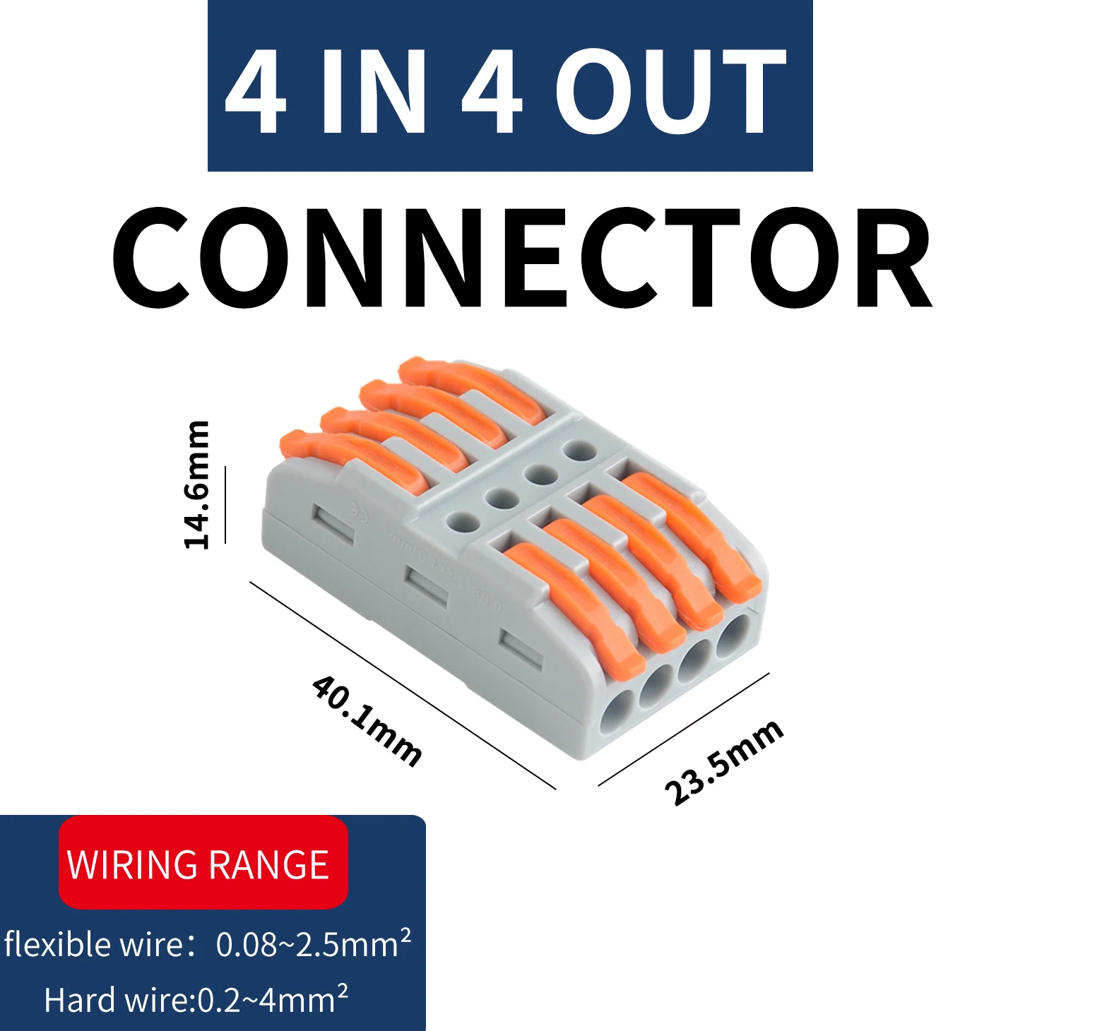10PCS Quick Universal Wire CMK424 Connectors Compact Splicing Wiring Cable Connection 0.08-4.0mm2 Push-in Conductor Terminal