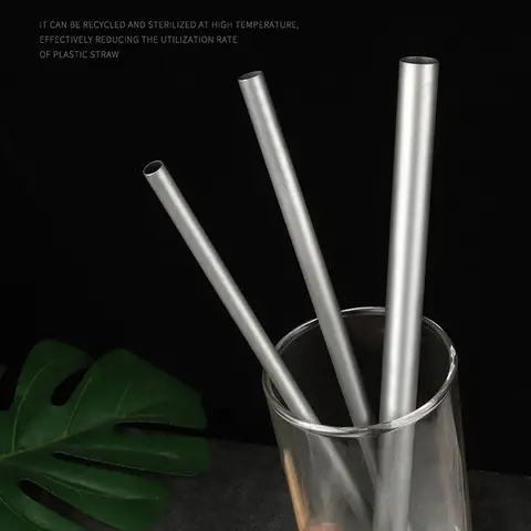 【xxx】Reusable Pure Titanium Straight/Bend Straws Sandblasted With Cleaning Brush For Medicine Milk Tea Beverages[S14]