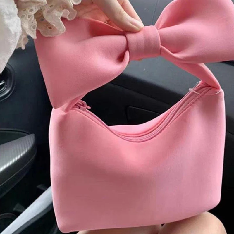 Sweet Bow Handbag Girly High-value Handbag Portable Versatile Cute Small Tote Bag Clutch Bag