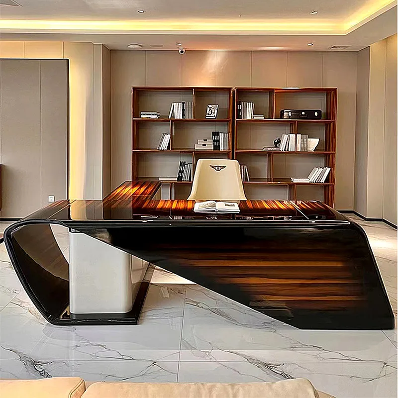 IY* High-end Contemporary Executive Office Desk L-Shape Boss Table  for CEO Manager One-stop Office Desk Furniture Suite Set