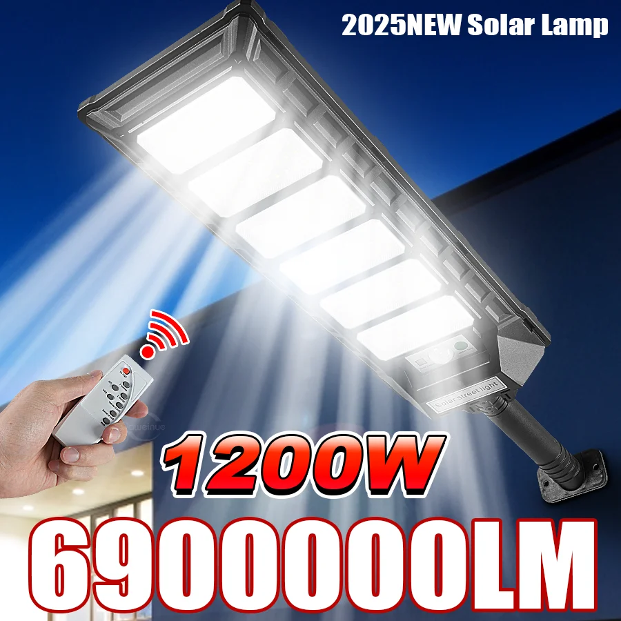 新しく264ledアップグレードされた屋外ソーラーランプ1200w超高輝度ソーラーライト人感センサー付き中庭灯街路灯ガーデンランタン