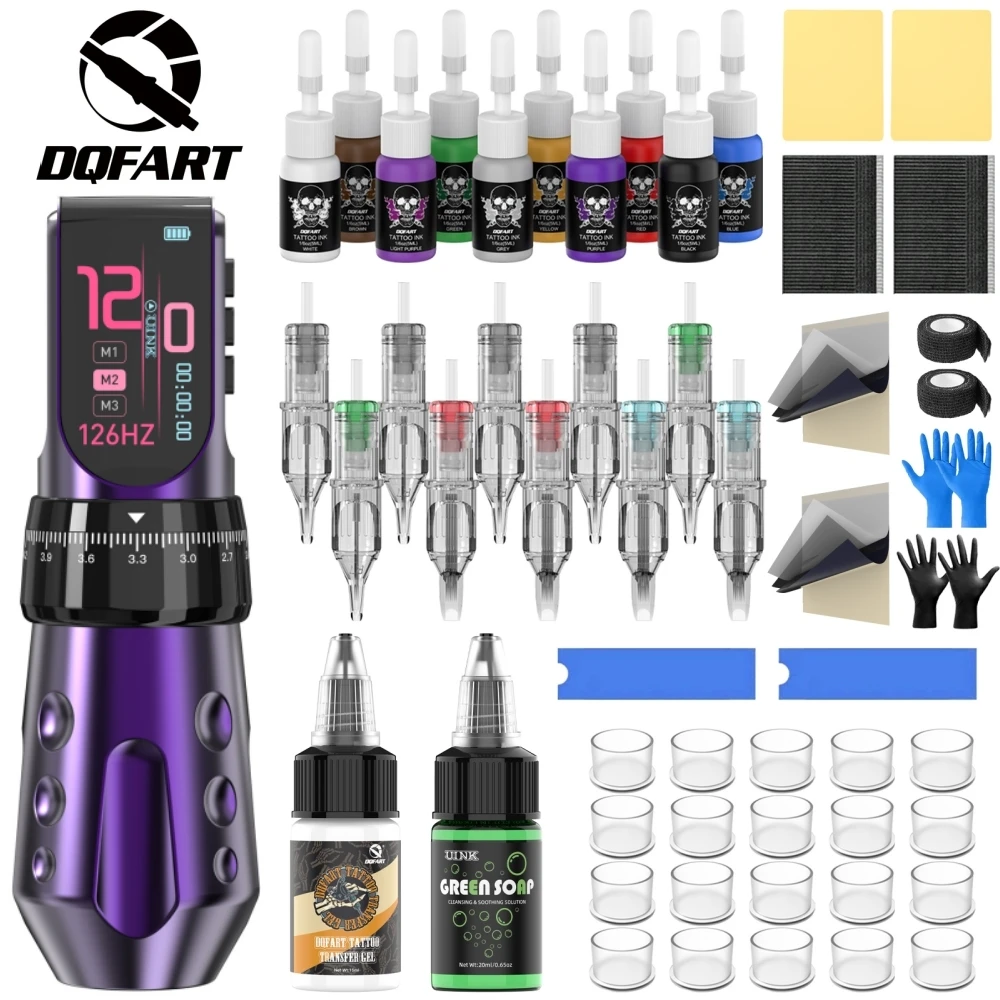 T9Pro Colorful Led Digltal Display Electric Wireless Tattoo Machine Set Removable Battery Tattoo Artists Tattoo Ink Body Art