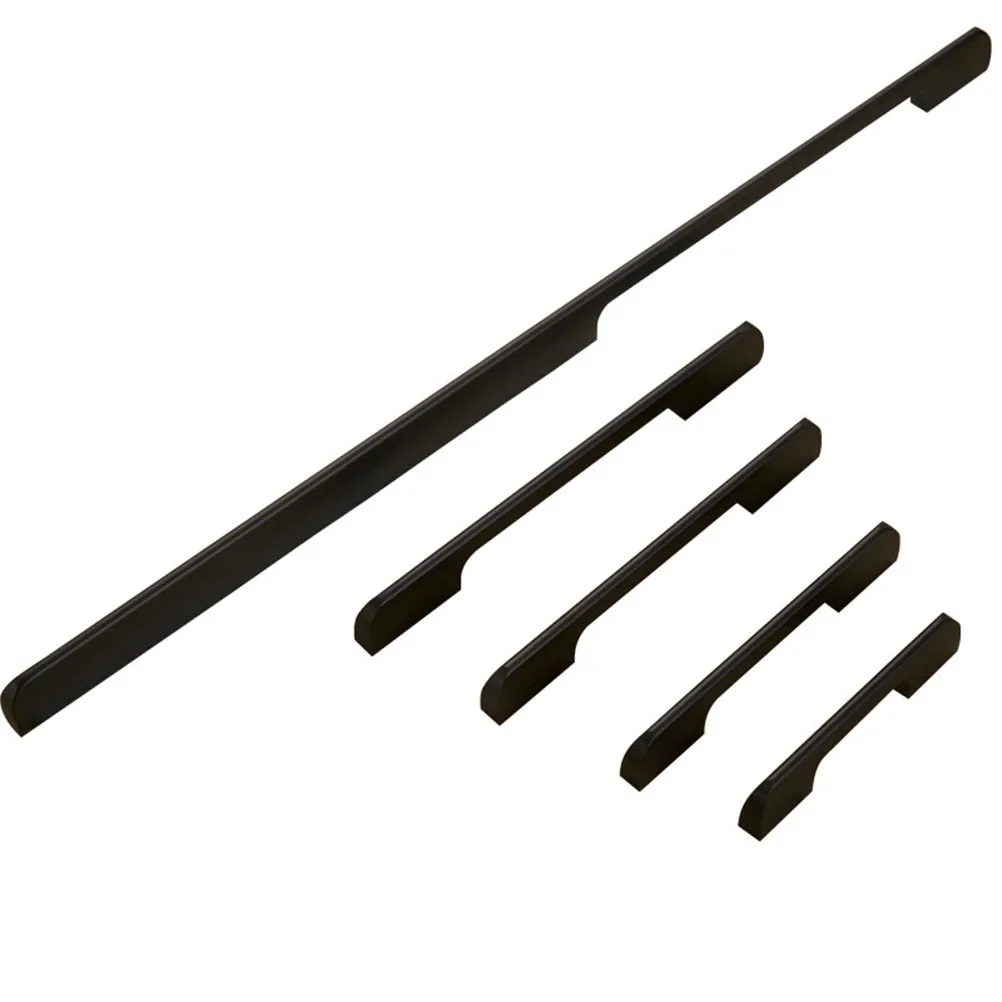 

2pcs Aluminium Alloy Drawer Pulls 192Mm Black Simple Cabinet Handles For Wardrobe Closet Door Grip European Style Furniture