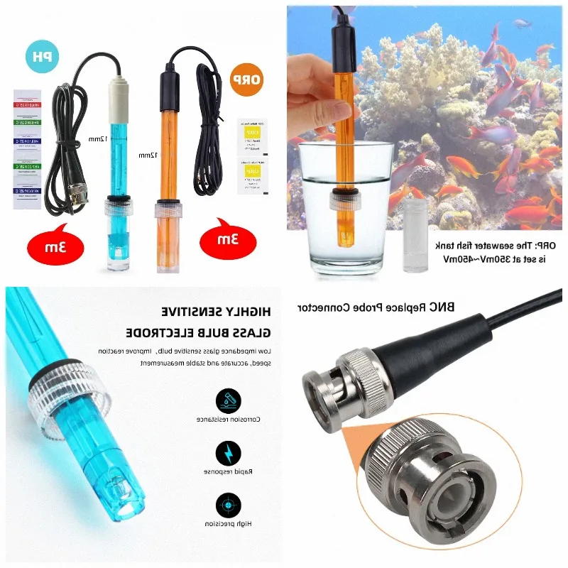 PH ORP Probe Replacement BNC Interface 300cm Cable 0-14 PH Q9 Controller Oxidation Reduction Potential