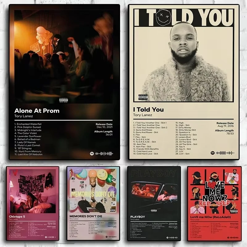 Tory Lanez Alone At Prom Singer Hip Hop Rapper Classic Music Album Tracklist Poster Canvas Painting Wall Art Pictures Home Decor