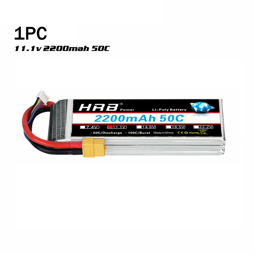 1/2 stks HRB 3 S 2200 mAh Lipo Batterij 11.1 V RC Batterij 50C met XT60 Plug Voor FPV UAU Drones Vliegtuig RC Auto Vrachtwagen Boot Racing DIY