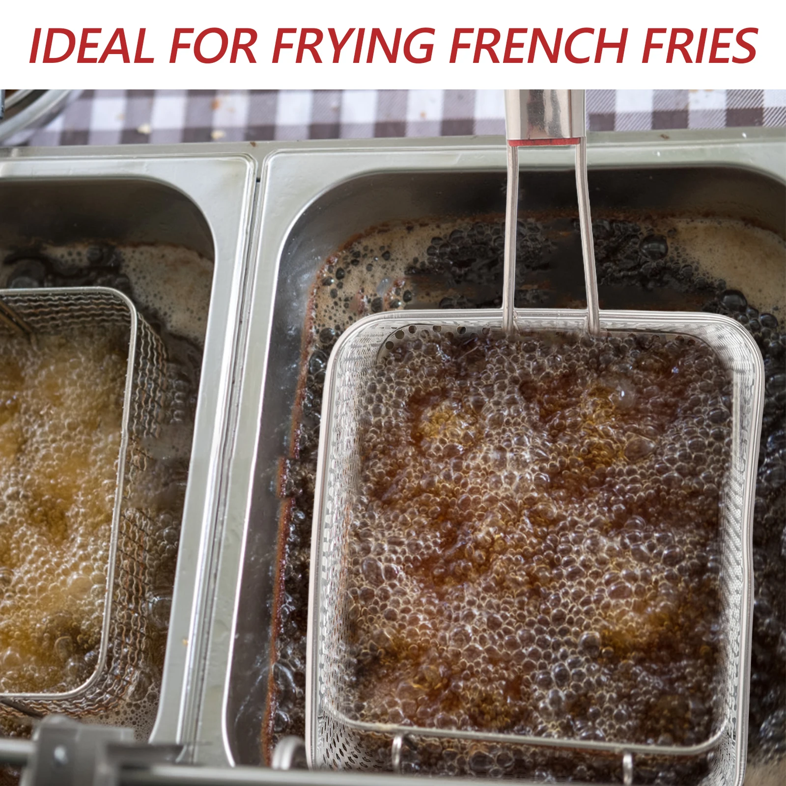 

Stainless Steel Deep Fryer Basket Round Wire Mesh Frying Basket For French Fries Chicken Fish Oil Draining Easy Cleaning