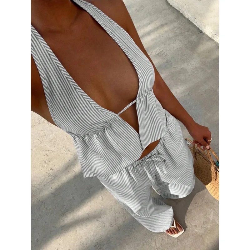 

Комплект с полосатым клетчатым галстуком: женская модная одежда для трансграничной торговли, с длинными рукавами, ажурным дизайном, без вкладышей для груди, для весеннего сезона