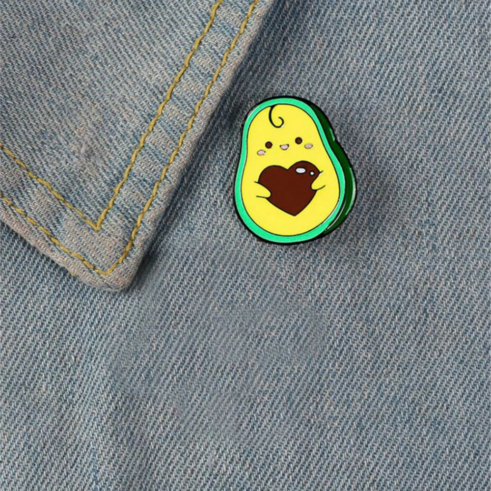 Love You~ Avocado Enamel Pin Custom Fruit Brooches Shirt Lapel Bag Cartoon Badge Jewelry Gift for Kids Friends