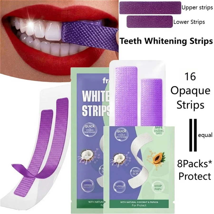 [PAP+] 8 Pairs Teeth Whitening Strips, Whitener Strips Effective Teeth Whitener, Helps Remove Coffee/Soda/Wine Stain (16 Strips)