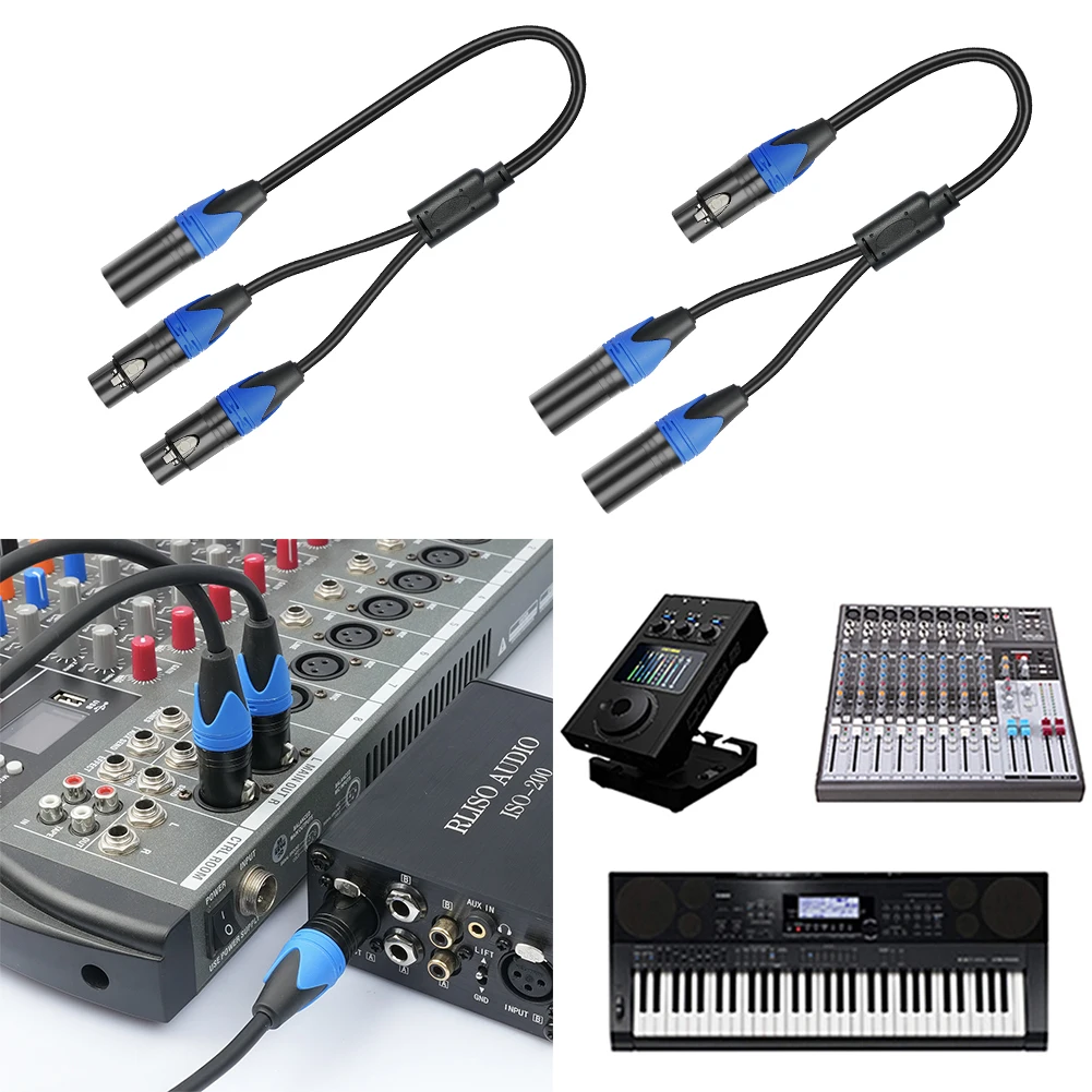 50cm Female To 2 Male XLR Y Cable XLR Female To Dual XLR Male Y Splitter Mic Cable Audio Micphone Cable Adapter for Mixer