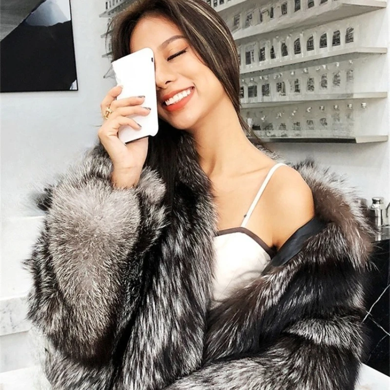 Krótka kurtka damska ze sztucznego futra lisa, całkowite futro, jesienno-zimowa nowa kurtka Mao, elegancka i piękna.