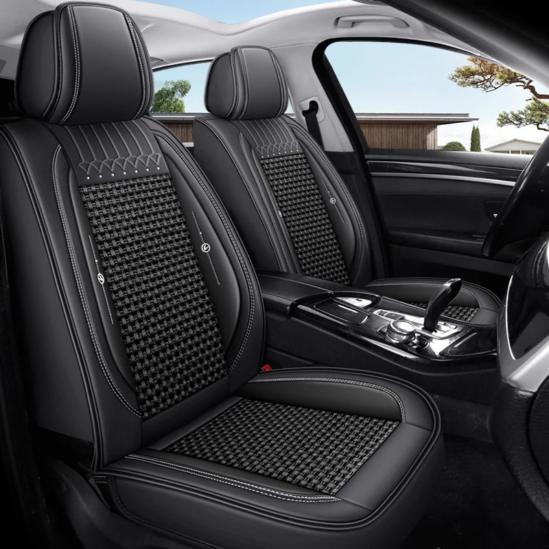 Ice silk material front two-seat car seat covers, universal style, classic color options available, suitable for most models