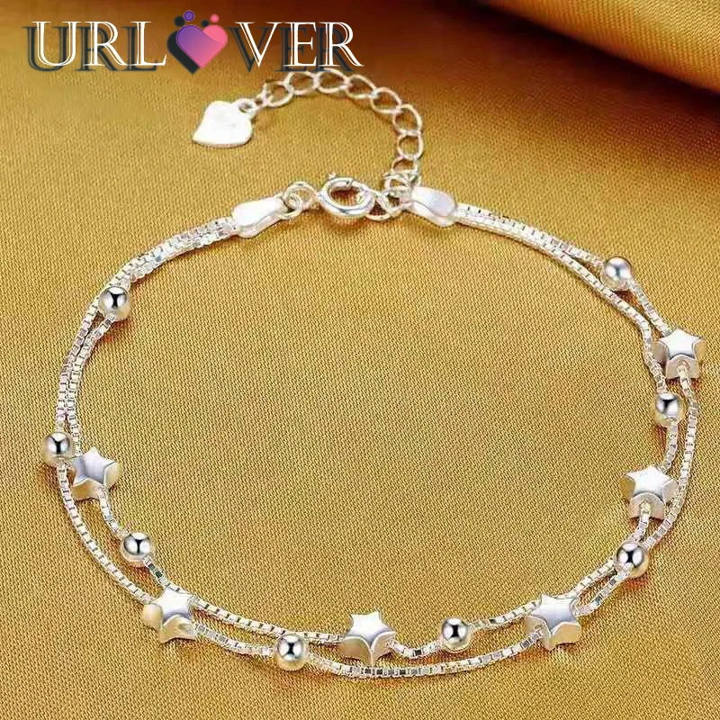 925 Sterling Silver Beautiful Stars Pendant Bracelets for Women Korean Fashion Designer Party Wedding Jewelry Holiday Gifts