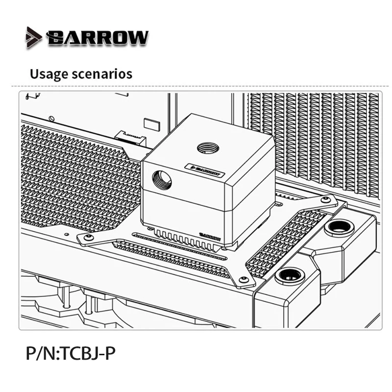 Barrow 120mm/140mm Black Bracket Holder Mounting on The Radiator, Support Pump/ Water Tank Fixed Installation TCBJ-G / TCBJ-P