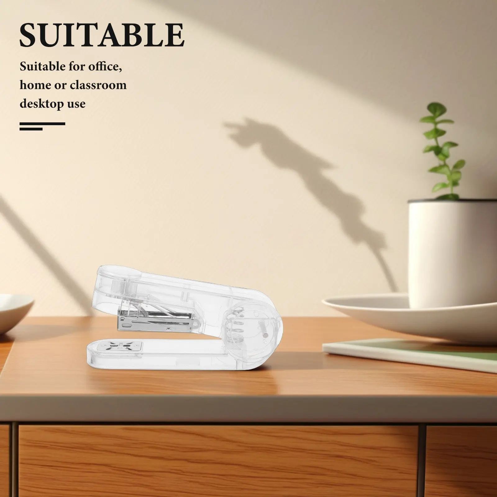 1Set 360 Degree Swivel Stapler Transparent Casing Portable Desktop Stapler for Office Desk Teacher Classroom Craft Binding
