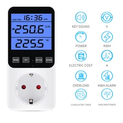 Digital Wattmeter Electric Consumption Meter AC 230V Power Meter Voltmeter Watt Power Energy Tester Socket Analyzer EU US FR BR